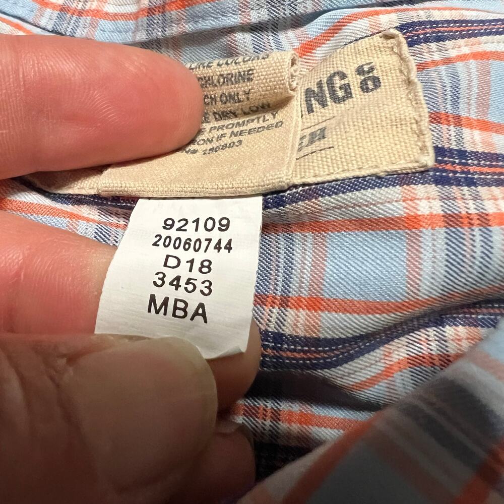 Duluth Trading Shirt Men 3XL Blue Orange Plaid Wrinkle Fighter Short Sleeve - Picture 8 of 8